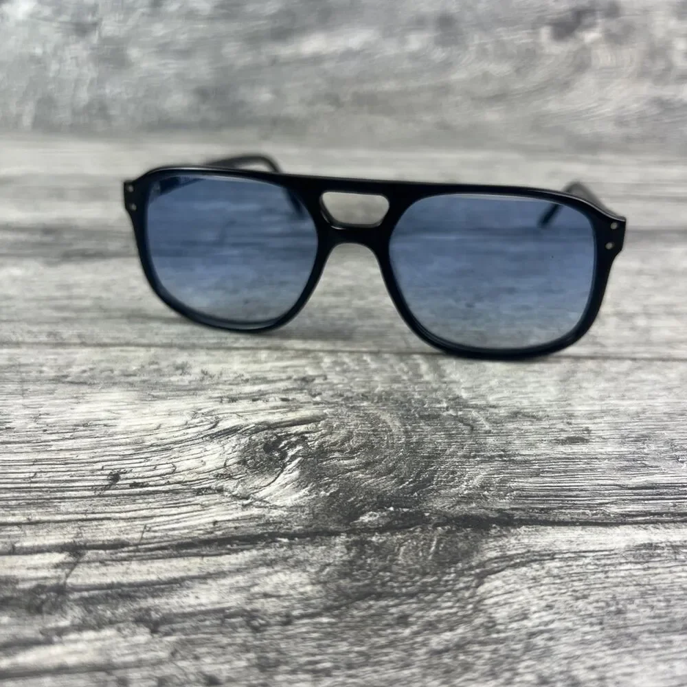 Selima Optique Nash Black Sunglasses Blue Lenses Rare 1 of 50 France